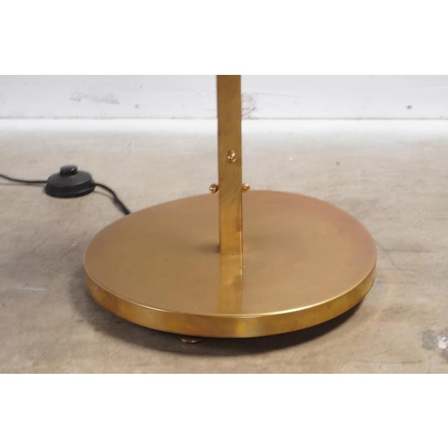 2010s Vintage Italian Brass Floor Lamps With Opaline Ball, Pair Of For Sale - Image 5 of 8