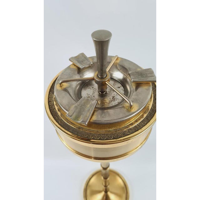 Hollywood Regency Standing Ashtray in Gold Brass, 1950s For Sale - Image 4 of 11