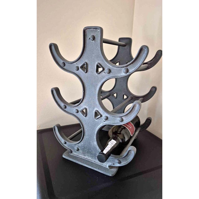 French Vintage Cast Iron Wine Rack Attributed to Restoration Hardware For Sale - Image 3 of 3