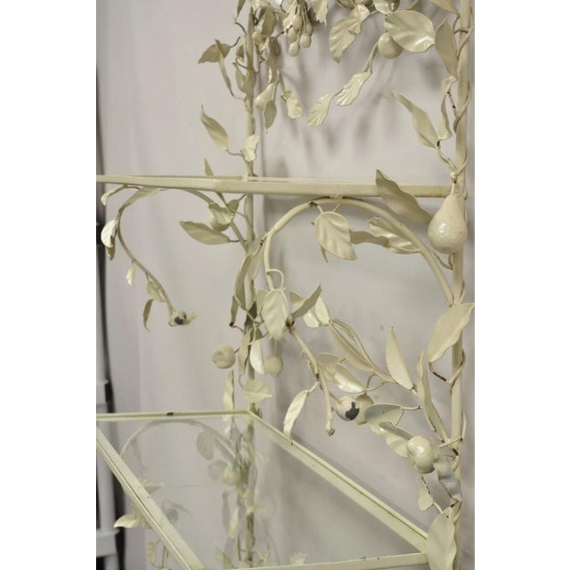 Metal Mid 20th Century Vintage Italian Hollywood Regency Iron Tole Metal Fruit Vine Wall Hanging Shelf For Sale - Image 7 of 12