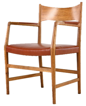 Danish Town Hall Chair in Oak and Leather by Hans J. Wegner, 1940