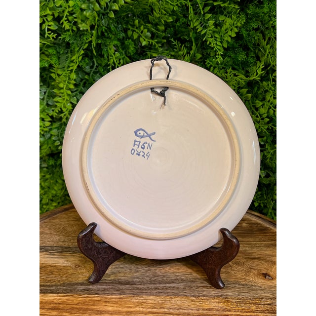 Rustic European Vintage Hand-Painted Bavarian Ceramic Plate For Sale - Image 3 of 4