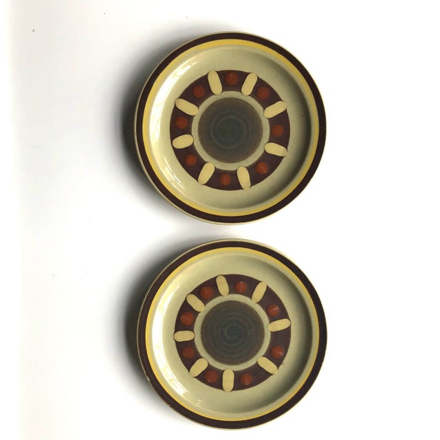 Midcentury set of 2 stoneware salad plates 7.75"D , makers mark reads " International Stoneware Japan Vera Cruz "...