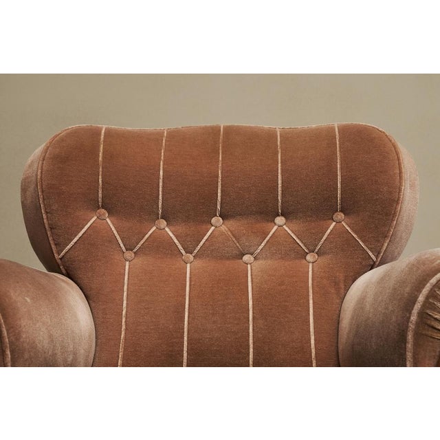 Vintage Art Deco Lounge Chair in Velvet and Oak, 1930s For Sale - Image 10 of 14