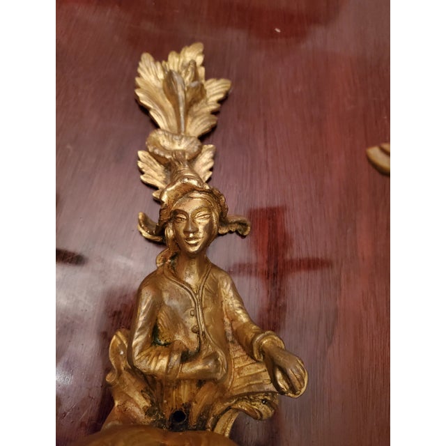 Pair Antique Bronze Chinoiserie Sconces Ormolu Dore For Sale In Boston - Image 6 of 6