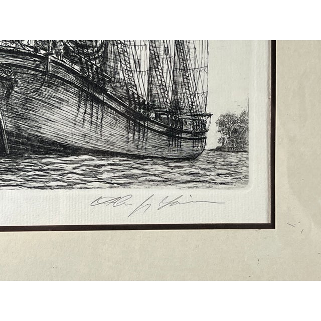 1970s 1970s Framed Etching “The Schooner” by Alan Jay Gaines For Sale - Image 5 of 7