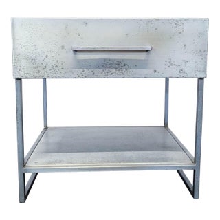 Cb2 Proof One Drawer Metal Nightstand With Shelf For Sale