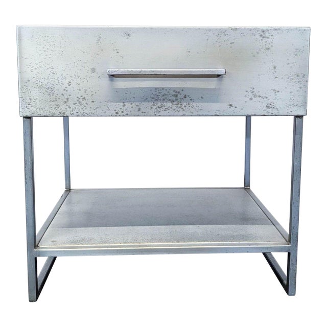 Cb2 Proof One Drawer Metal Nightstand With Shelf For Sale