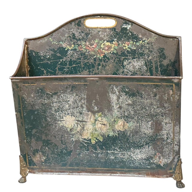 19th Century Antique American Country Tole Magazine Rack For Sale - Image 5 of 6
