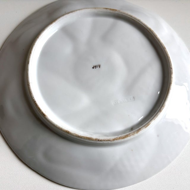 Victorian Antique French Porcelain Oyster Plate – Basketweave & Molded Shell Design, C. 1880–1910 For Sale - Image 3 of 5