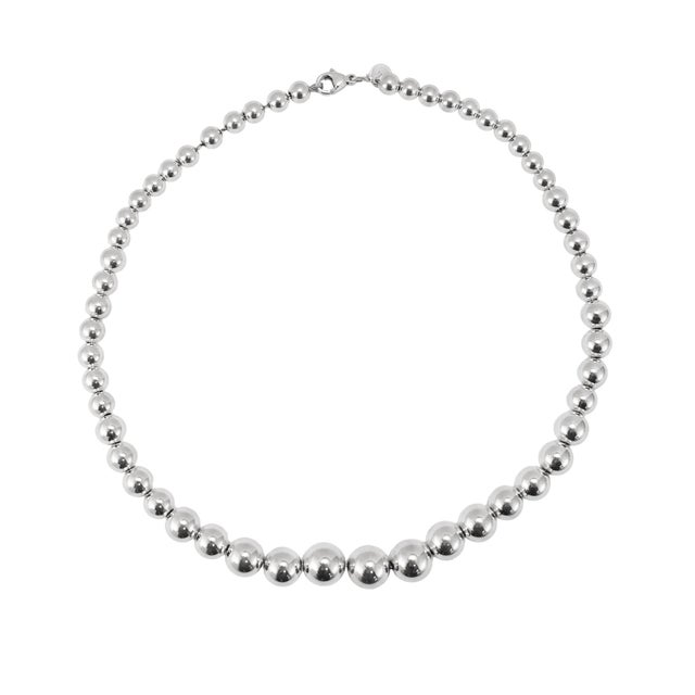 Tiffany and Co. Tiffany & Co. Hardwear 925 Sterling Silver Graduated Ball Beads Chain Necklace For Sale - Image 4 of 8