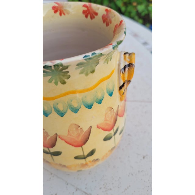 Ceramic Mid 20th Century Italian, Hand Painted Small Ceramic Vase For Sale - Image 7 of 9