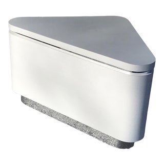 Post Modern Rounded Triangular Gray Chrome Table For Sale