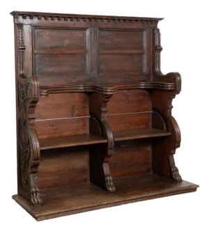 19th Century Baroque Carved Oak Cathedral Chapel Chairs Bench