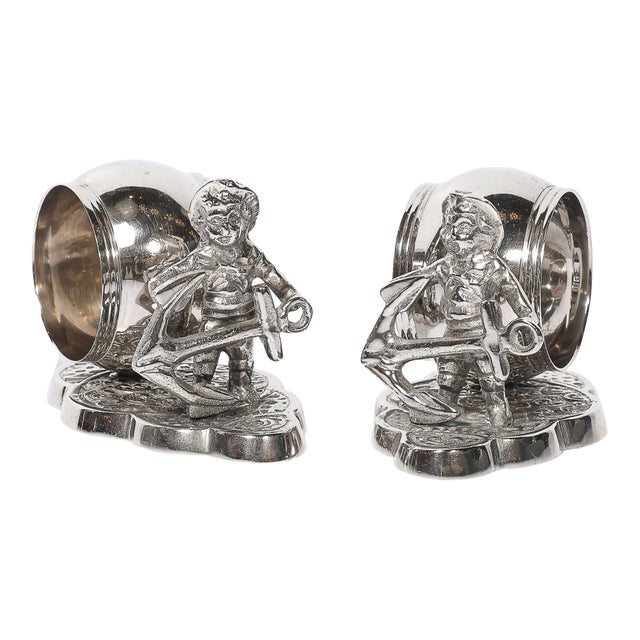Late 19th Century Victorian Silver-Plated Figural Napkin Rings - a Pair For Sale