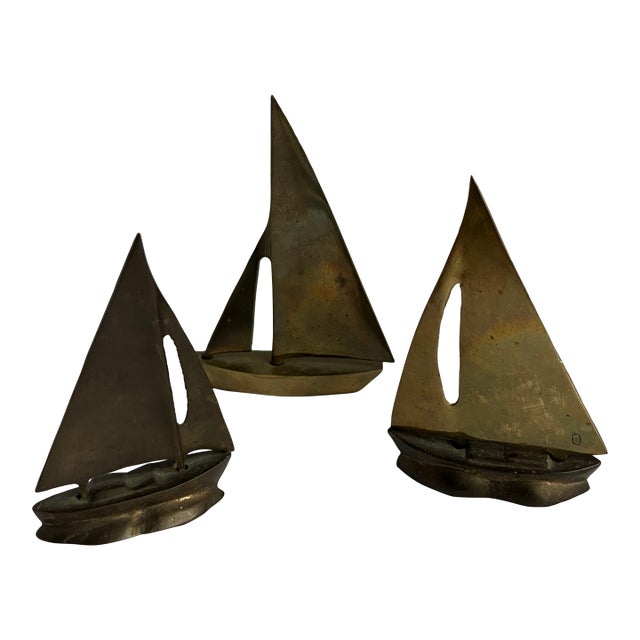 Midcentury Modern Vintage Brass Sailboats~3 For Sale