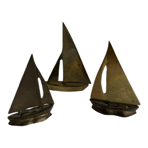 Midcentury Modern Vintage Brass Sailboats~3