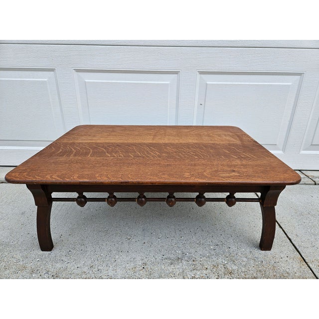 Early 20th Century Antique Oak Stick and Ball Low Side Table or Stand For Sale - Image 5 of 16
