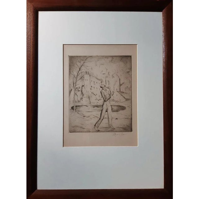 Selbstmörder is an original drypoint, realized by Magnus Zeller in 1919, signed and inscribed, Included a frame. In very...