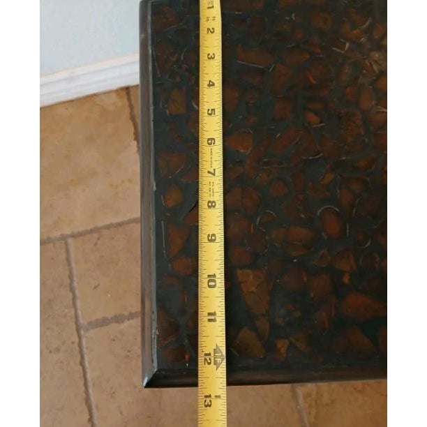 2 1950s MCM Nesting Tables Chinoiserie Lacquered Mosaic Faux Bamboo Legs Asian Vintage For Sale - Image 16 of 18