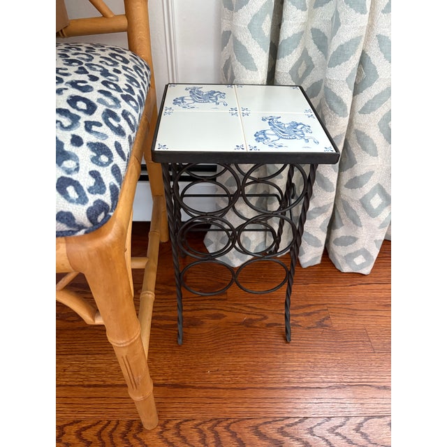 Vintage Wine Bottle Holder Table With Deft Tile For Sale - Image 11 of 12
