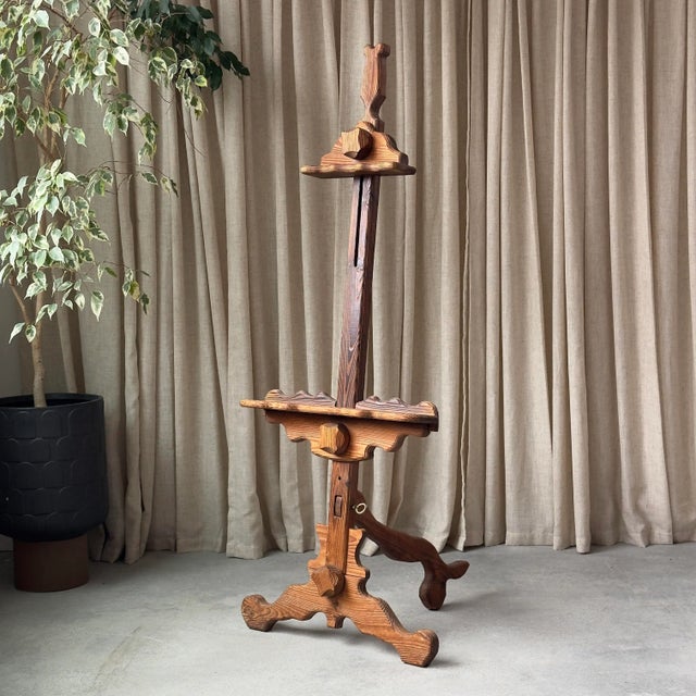 Vintage artist's easel hand carved by famed midcentury tiki furniture maker, Witco. Produced in the 1960s/70s. Fully...