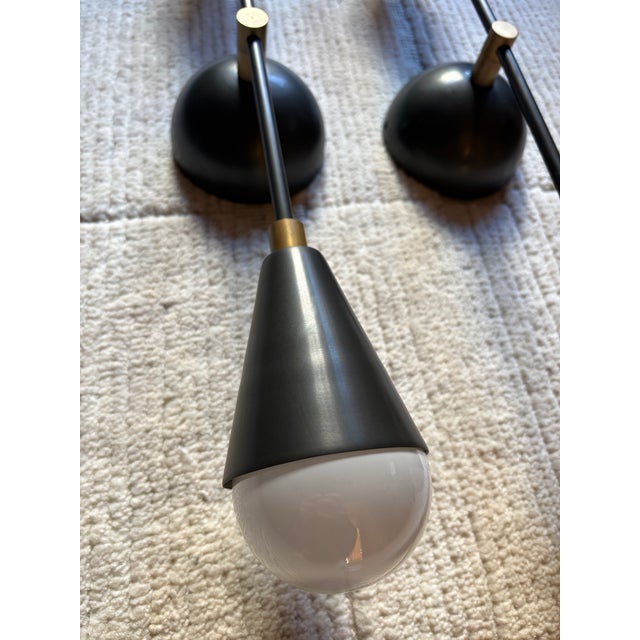 Mid-Century Modern Apparatus Studio Blackened Brass Triad 2 Wall Sconces - a Pair For Sale - Image 3 of 16
