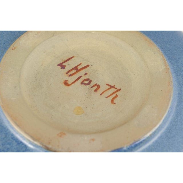 Low Stoneware Bowl with Matte Blue Glaze from L. Hjorth, Bornholm, 1960s For Sale - Image 4 of 5