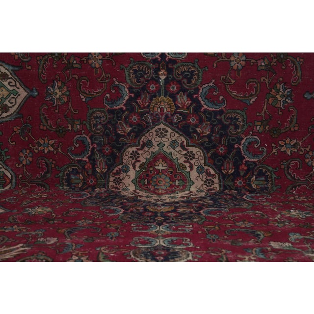 1970s Vintage Persian Handmade Wool 10x13 Red Area Rug For Sale In San Francisco - Image 6 of 12