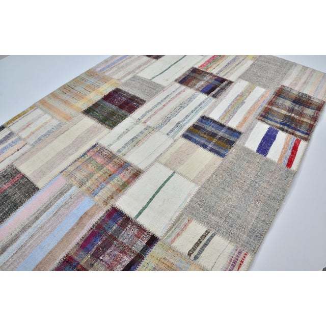 Turkish Vintage Neutral Oushak Kilim Rug For Sale - Image 3 of 10
