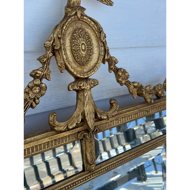 Vintage French Baroque Style Gold Mirror With Floral and Sunburst Details For Sale - Image 4 of 11