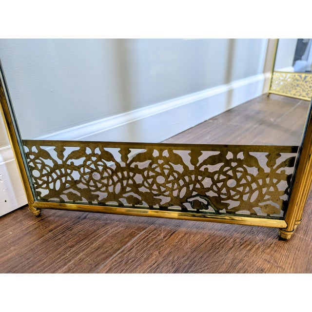 Metal Vintage Brass & Glass Fireplace Screen - Arched Hollywood Regency Folding Screen For Sale - Image 7 of 8