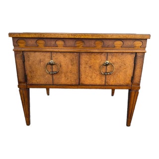 20th Century Hollywood Regency Style Burled Wood Two Door Cabinet Table. For Sale