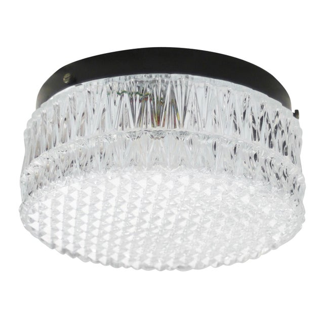 Mid-Century Round Textured Glass Flush Mount For Sale - Image 14 of 14