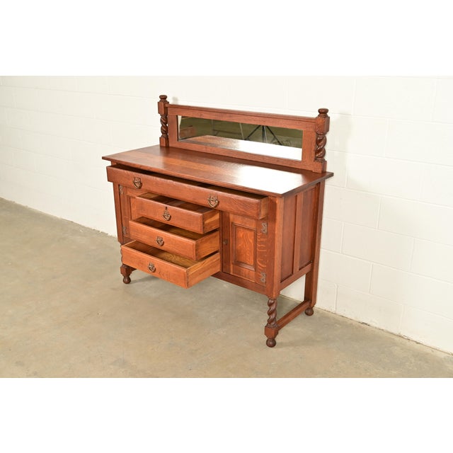 Stickley Brothers Antique Mission Oak Arts & Crafts Sideboard or Bar Cabinet, Circa 1910 For Sale In South Bend - Image 6 of 16