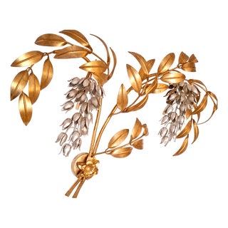 Large Palm Leaf Wall Lamp attributed to Hans Kögl, Italy, 1970s For Sale