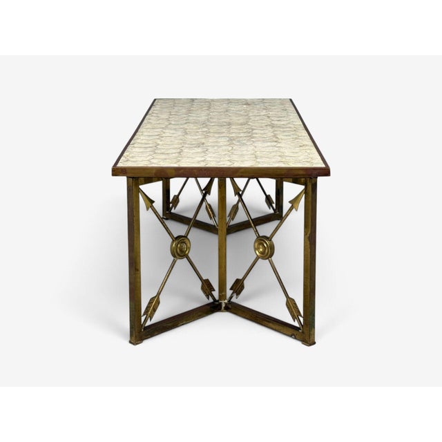 Hollywood Regency, Coffee Table, Capiz Shell, Brass, France, 1950s For Sale - Image 9 of 10