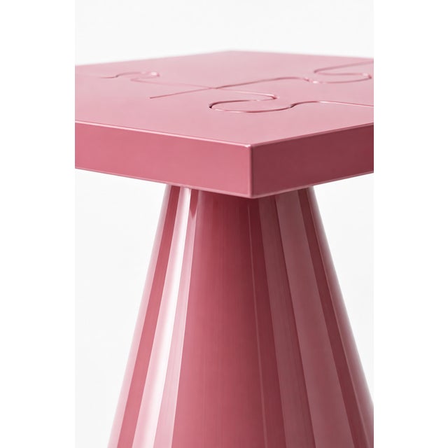 Popzlle Side Table in Pink Lacquer by Alexandre Ligios For Sale - Image 4 of 11