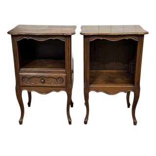 Louis XV Style Oak Bedside Tables, 1950s, Set of 2 For Sale