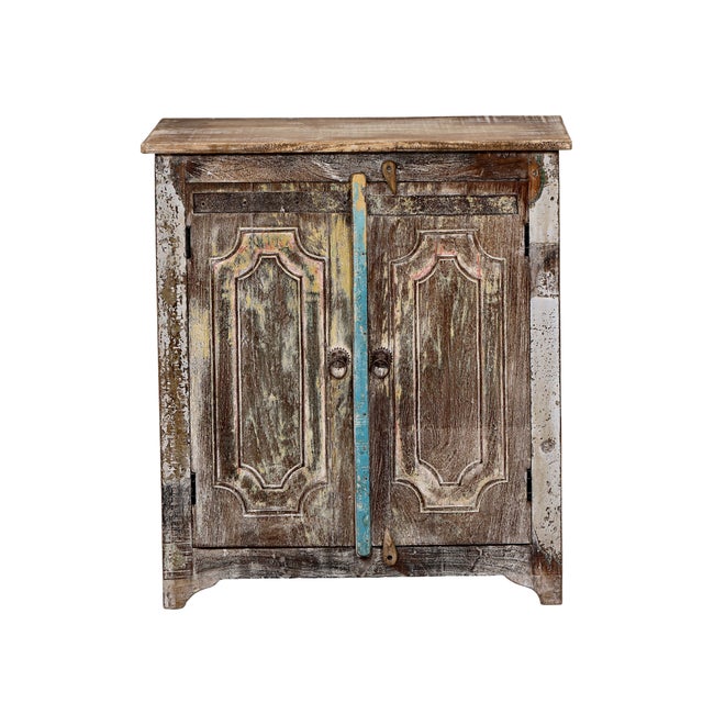 Nightstand Made From Antique Indian Teakwood Architectural Elements For Sale In Santa Fe - Image 6 of 8