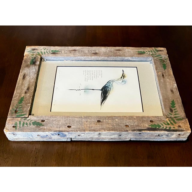 1990s Framed Limited Edition Etching With Poem by Ellen Kort, Featuring Reclaimed Barn Wood Frame For Sale In Milwaukee - Image 6 of 14