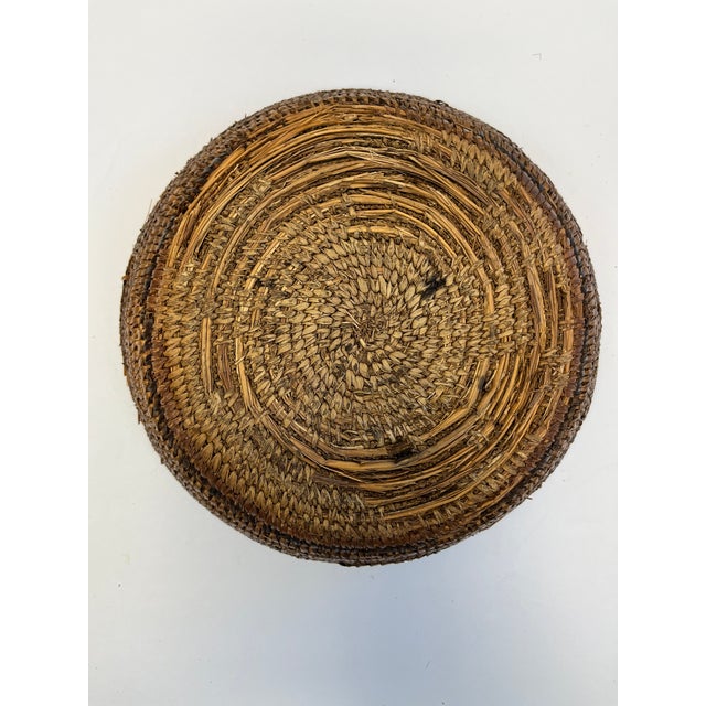 Wood Leather and Wicker African Baskets, Set of 4 For Sale - Image 7 of 12