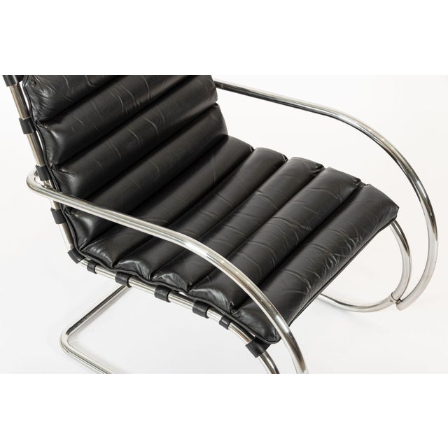 Black Mid Century Mr Black Leather Arm Chairs by Mies Van Der Rohe for Knoll For Sale - Image 8 of 15