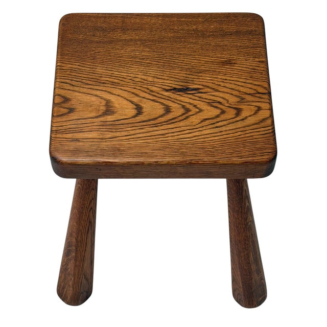 Brutalist Stool in Oak, Dutch Design, Mid-Century, 1960s For Sale - Image 10 of 11