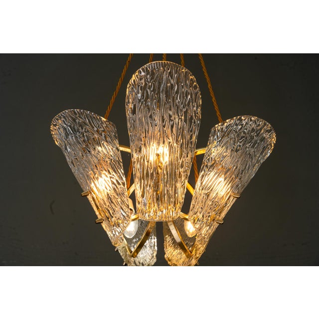 Vintage Klamar Chandelier with Textured Glass, 1950s For Sale - Image 12 of 18