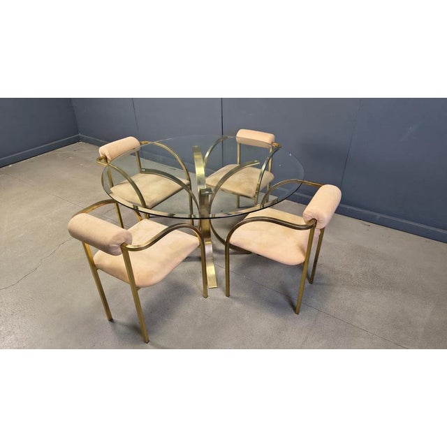 Vintage Brass Dining Table and Chairs from Belgochrom, 1970s, Set of 5 For Sale - Image 10 of 14
