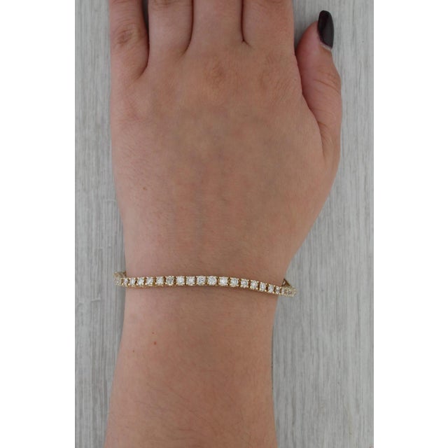 2010s 3ctw Diamond Tennis Bracelet 14k Yellow Gold 7.25" 3.3mm For Sale - Image 5 of 5