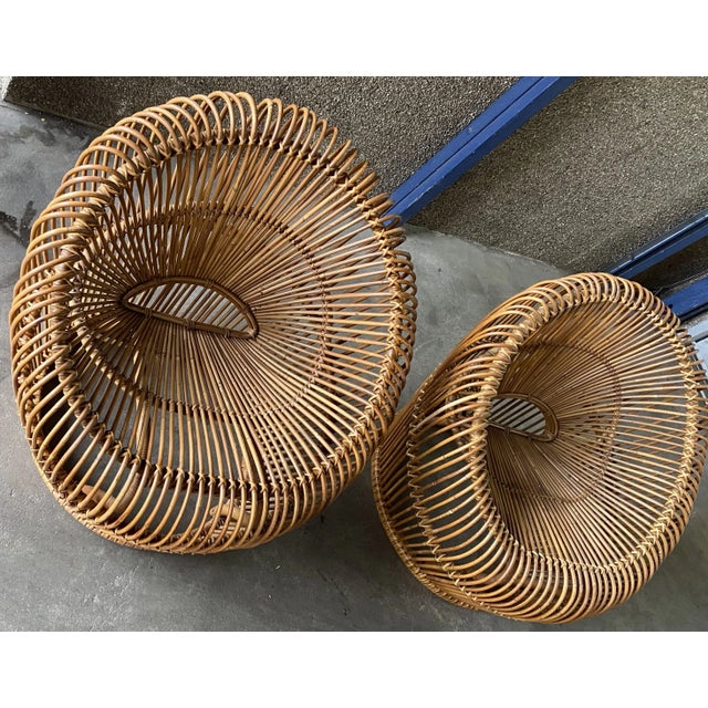No Tariff Pair of 1960s Rattan Sculptural Mid Century Lounge Chairs, Attributed to Franco Albini For Sale - Image 12 of 12