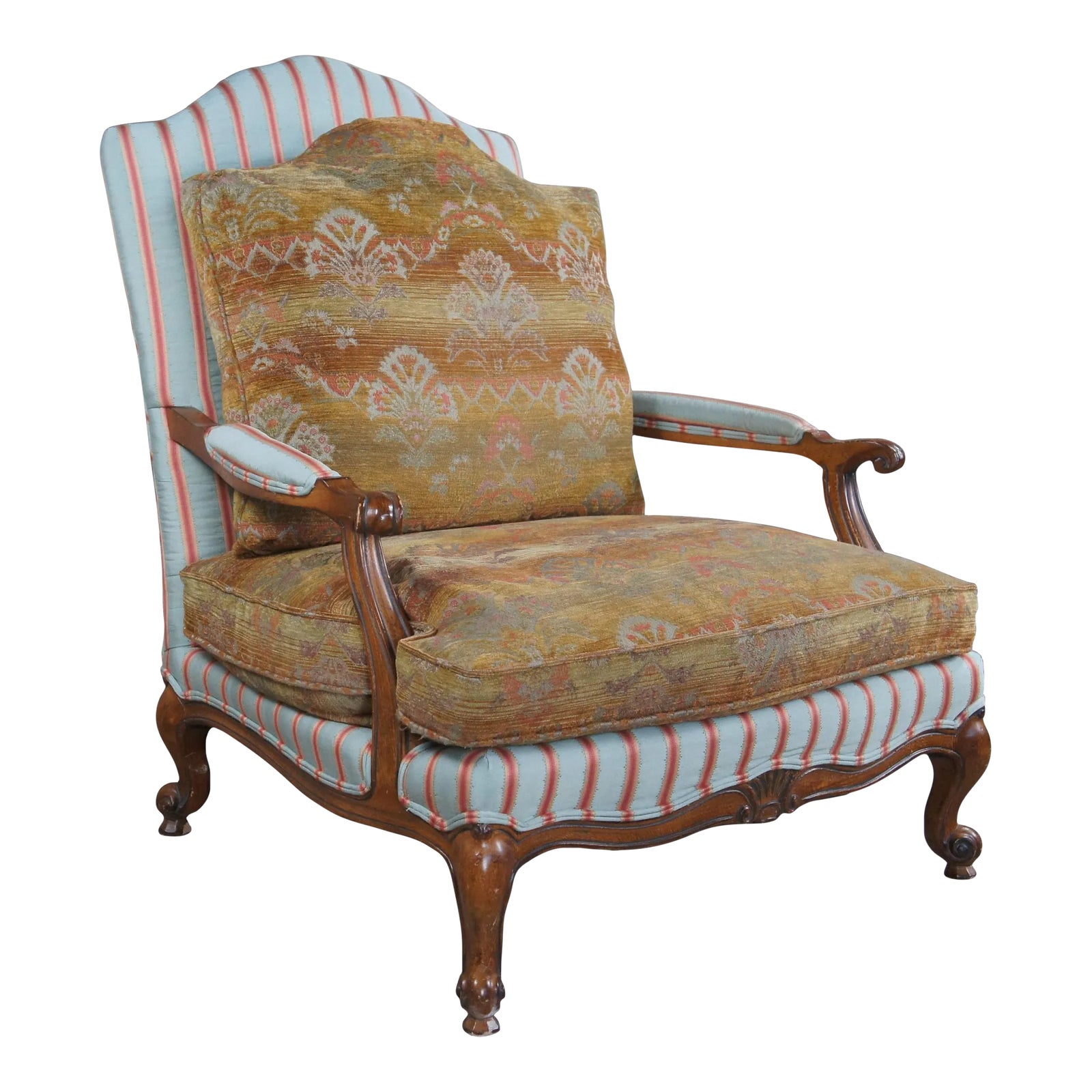 Mid 20th Century Wesley Hall French Louis XV Versailles Bergere Striped