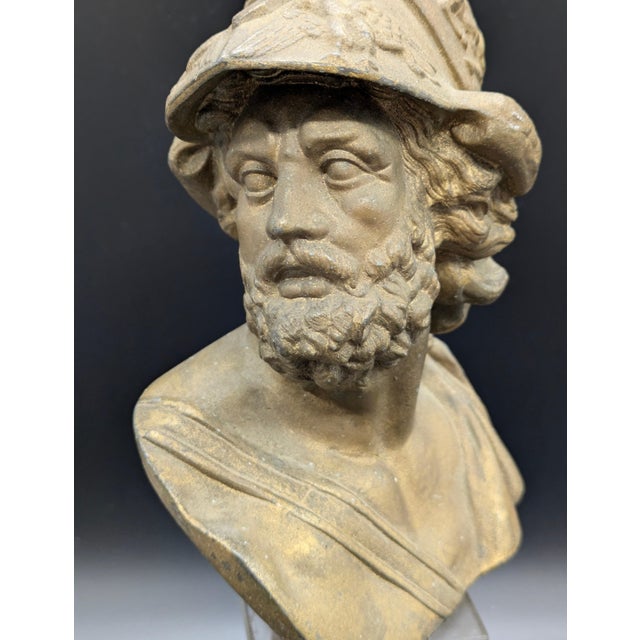 Gold Antique "Grand Tour" Spelter Bust: Spartan King Menelaus For Sale - Image 8 of 11